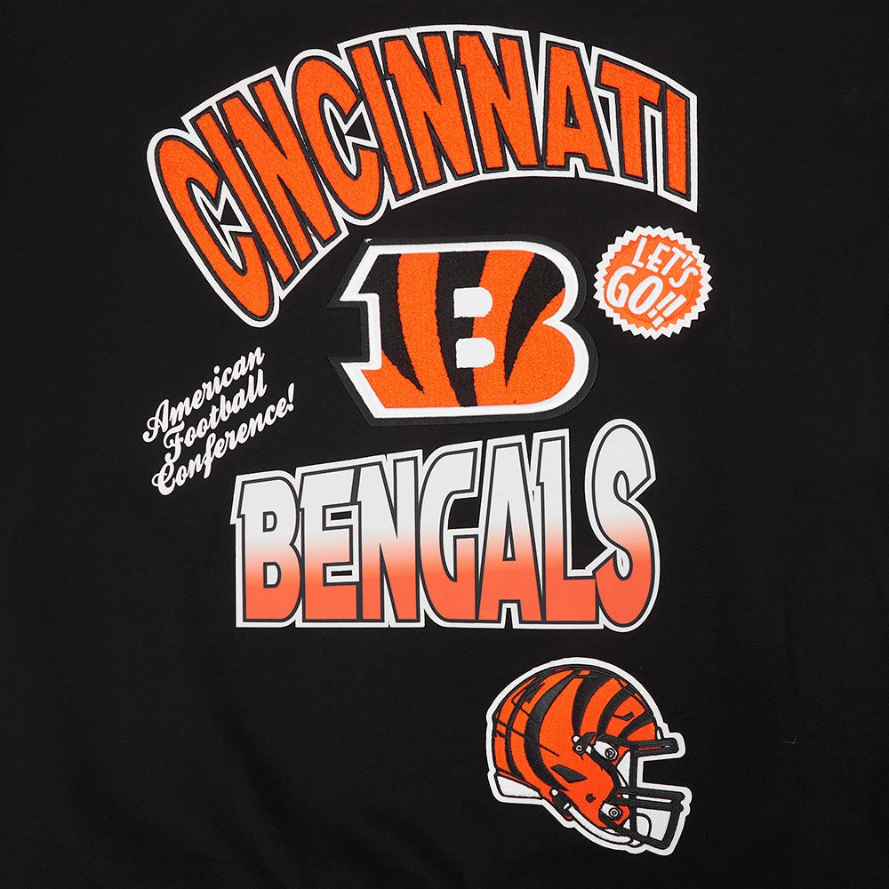 NFL CINCINNATI BENGALS TURN IT UP M DROP SHOULDER FLC CREWNECK (BLACK)