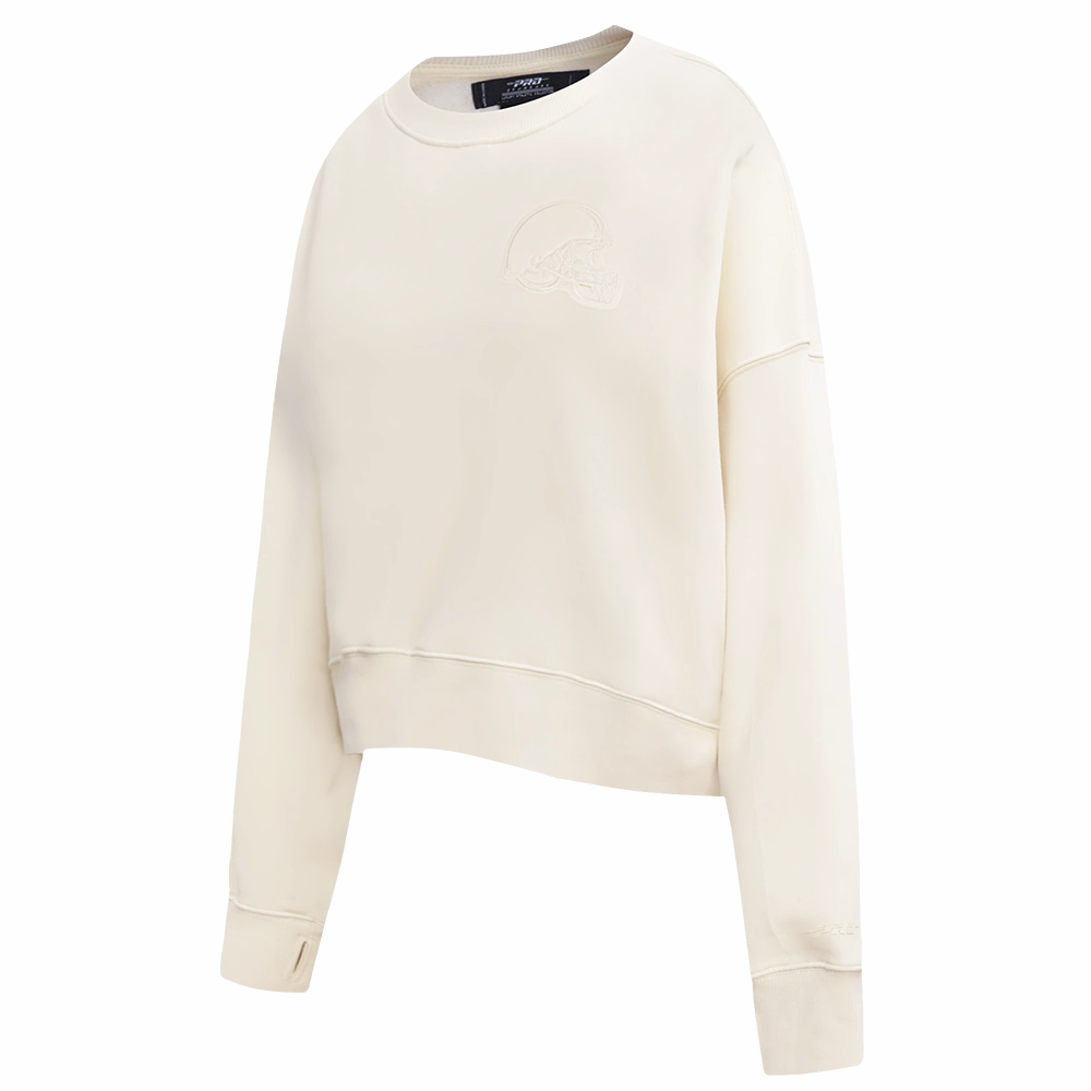 NFL CLEVELAND BROWNS NEUTRAL FLEECE CREWNECK (EGGSHELL)