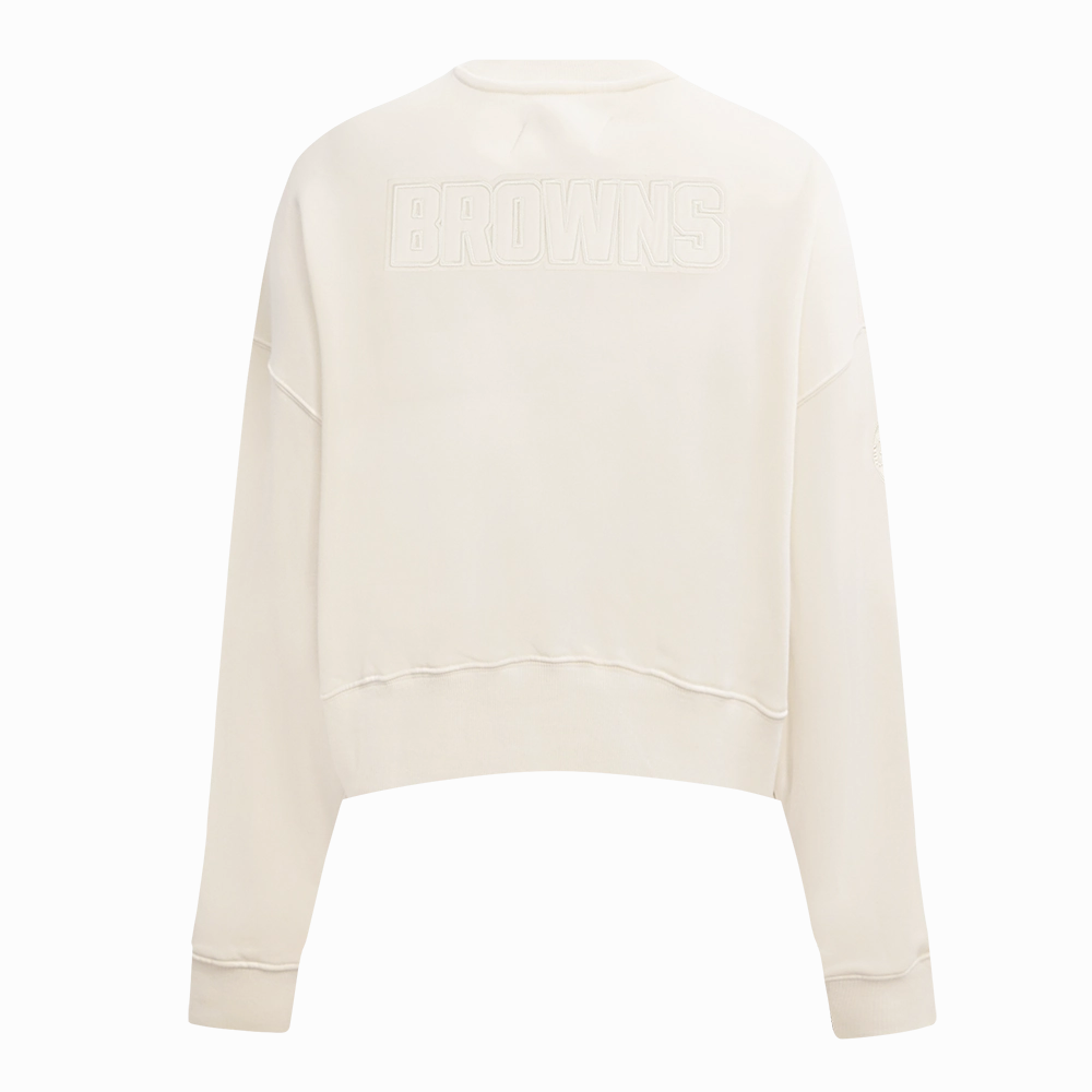 NFL CLEVELAND BROWNS NEUTRAL FLEECE CREWNECK (EGGSHELL)
