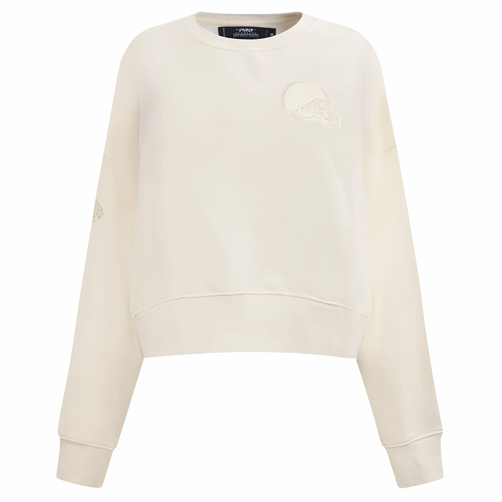 NFL CLEVELAND BROWNS NEUTRAL FLEECE CREWNECK (EGGSHELL)