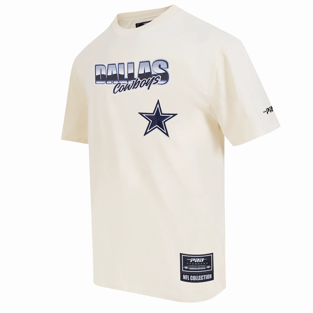 NFL DALLAS COWBOYS CHROME MEN'S COTTON JERSEY DROP SHOULDER TEE (EGGSHELL)