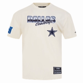 NFL DALLAS COWBOYS CHROME MEN'S COTTON JERSEY DROP SHOULDER TEE (EGGSHELL)