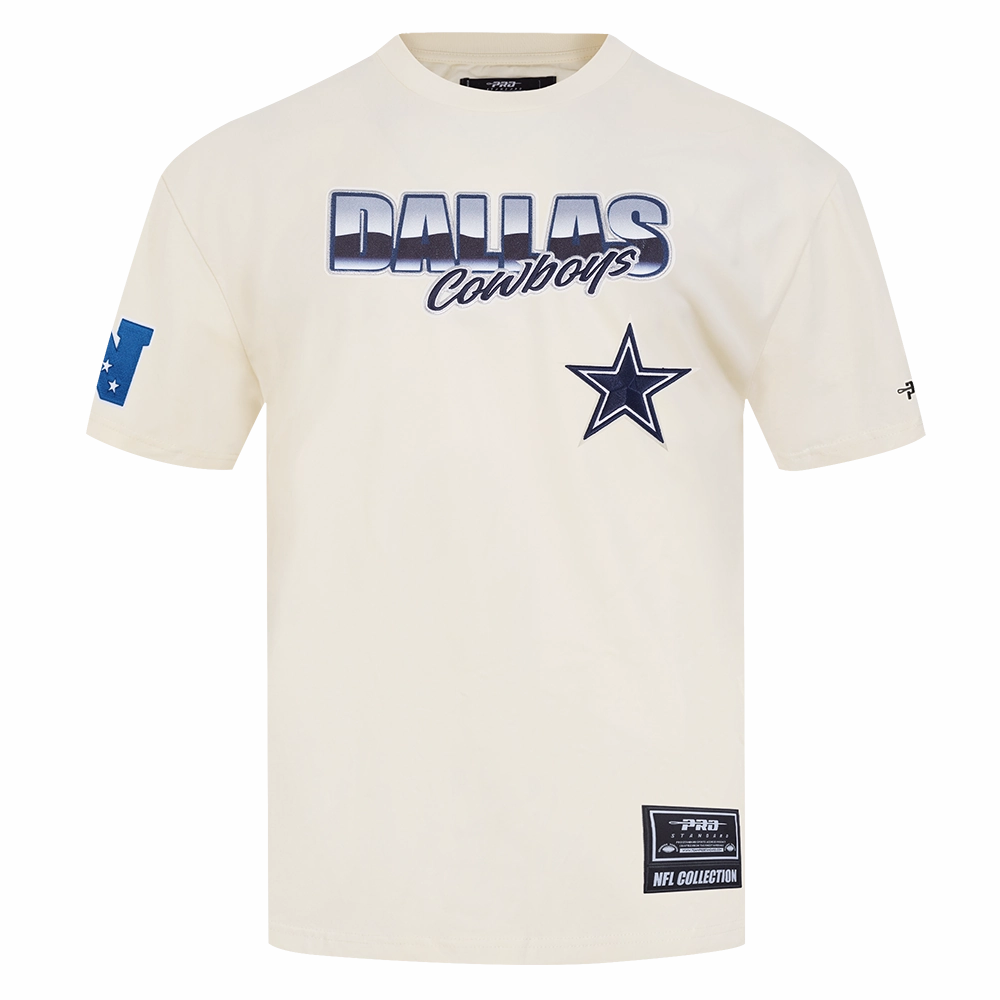 NFL DALLAS COWBOYS CHROME MEN'S COTTON JERSEY DROP SHOULDER TEE (EGGSHELL)