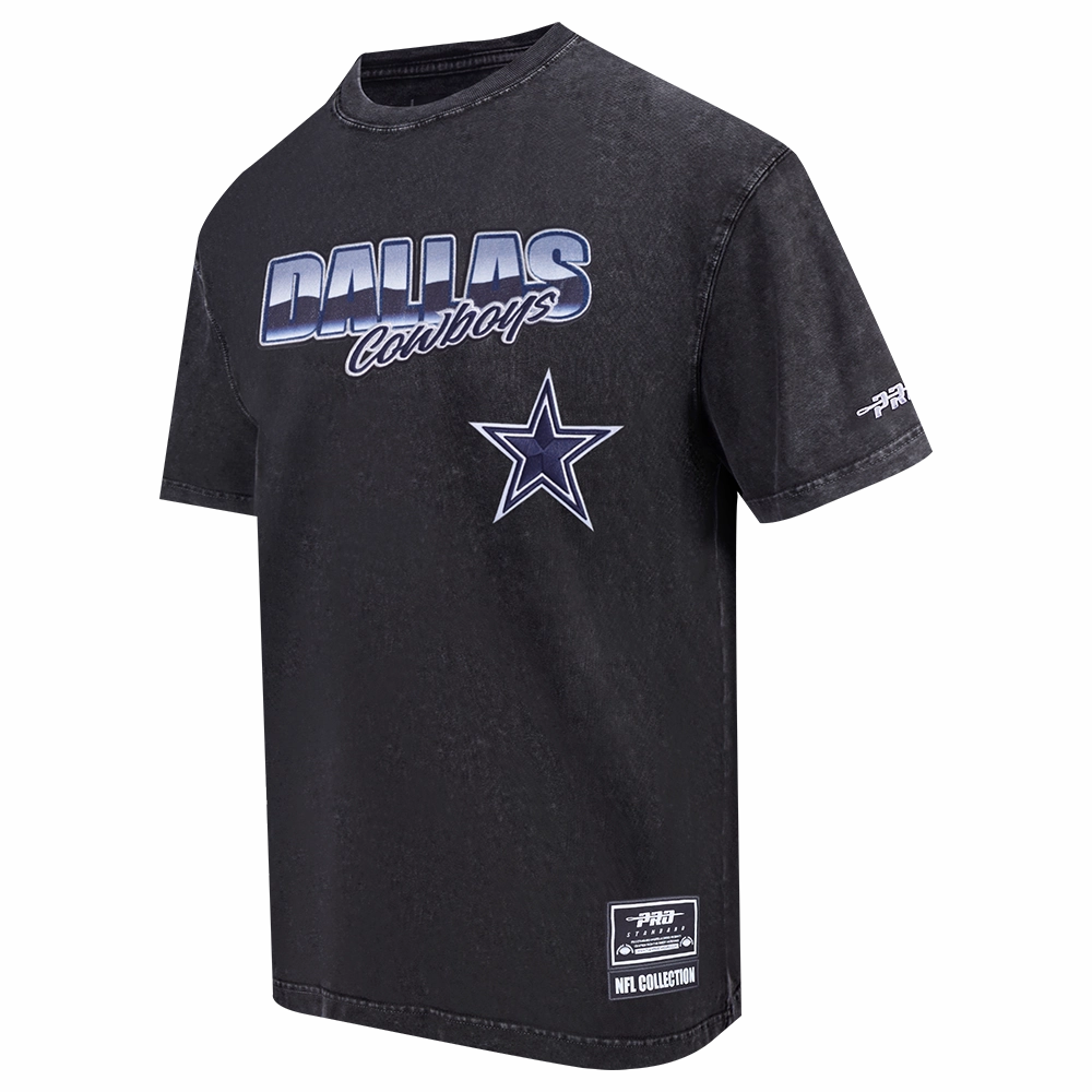 NFL DALLAS COWBOYS CHROME MEN'S COTTON JERSEY DROP SHOULDER TEE (WASHED BLACK)