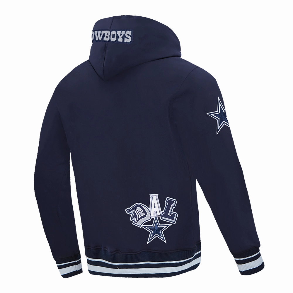 NFL DALLAS COWBOYS CITY RANSOM MEN'S RIB FLEECE PULLOVER HOODIE (MIDNIGHT NAVY)