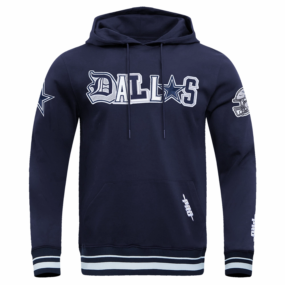 NFL DALLAS COWBOYS CITY RANSOM MEN'S RIB FLEECE PULLOVER HOODIE (MIDNIGHT NAVY)