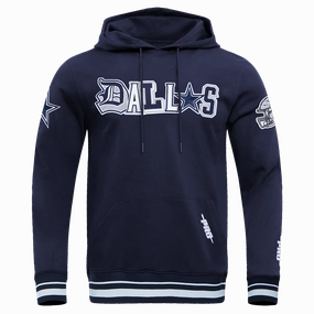 NFL DALLAS COWBOYS CITY RANSOM MEN'S RIB FLEECE PULLOVER HOODIE (MIDNIGHT NAVY)