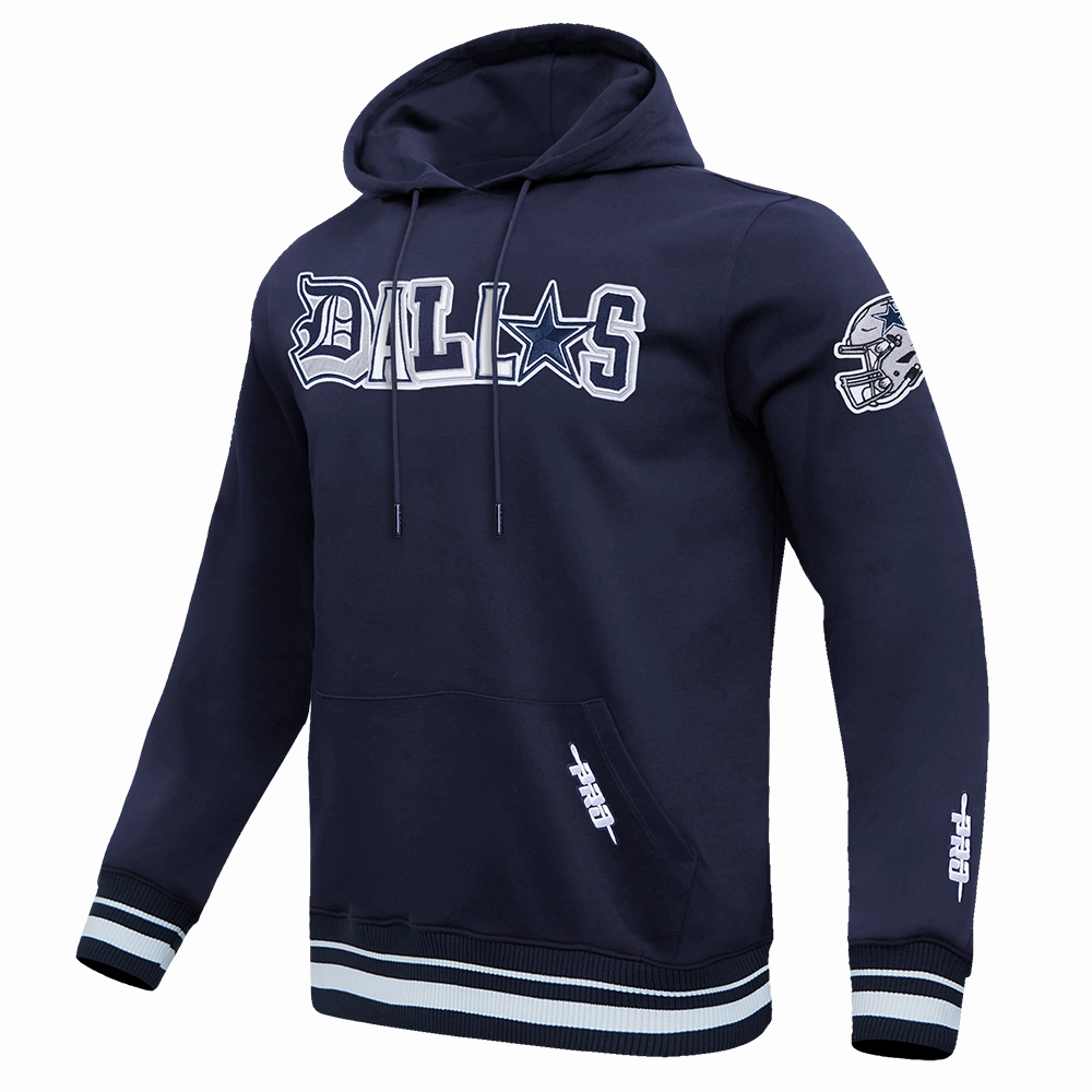 NFL DALLAS COWBOYS CITY RANSOM MEN'S RIB FLEECE PULLOVER HOODIE (MIDNIGHT NAVY)