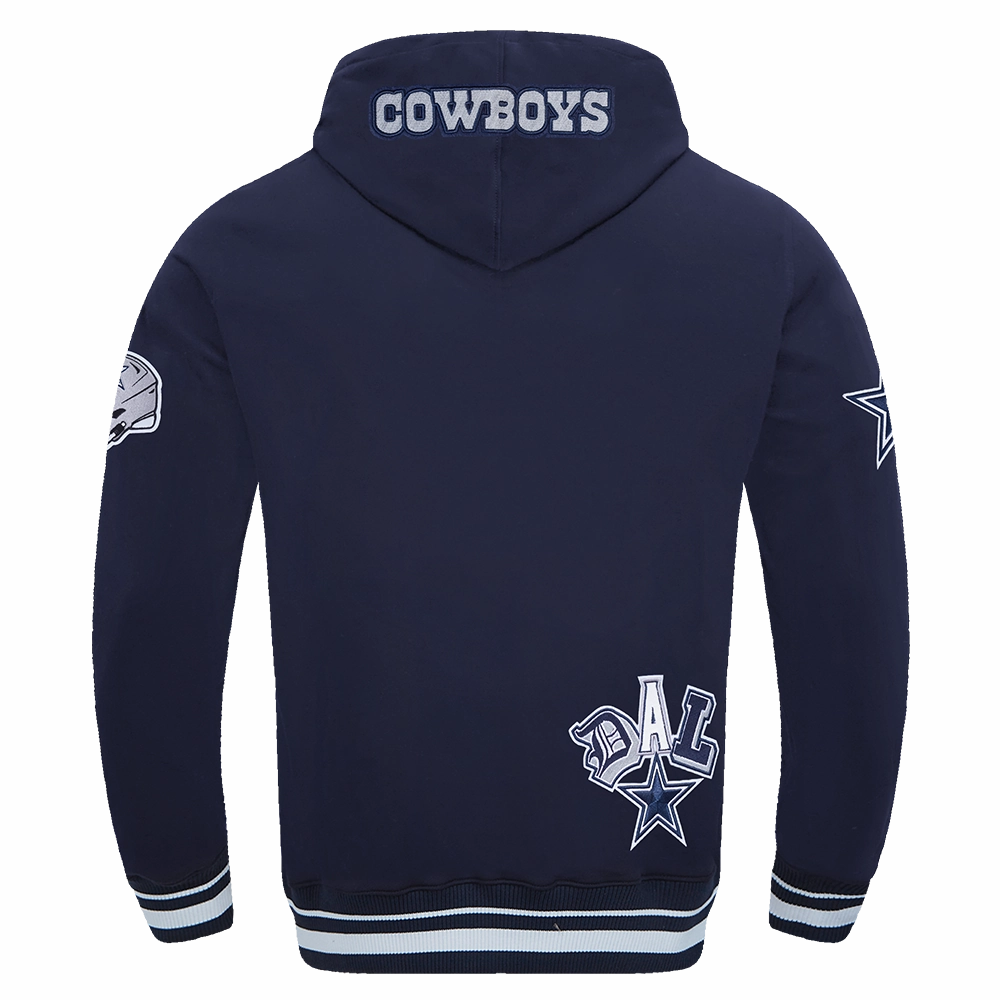 NFL DALLAS COWBOYS CITY RANSOM MEN'S RIB FLEECE PULLOVER HOODIE (MIDNIGHT NAVY)