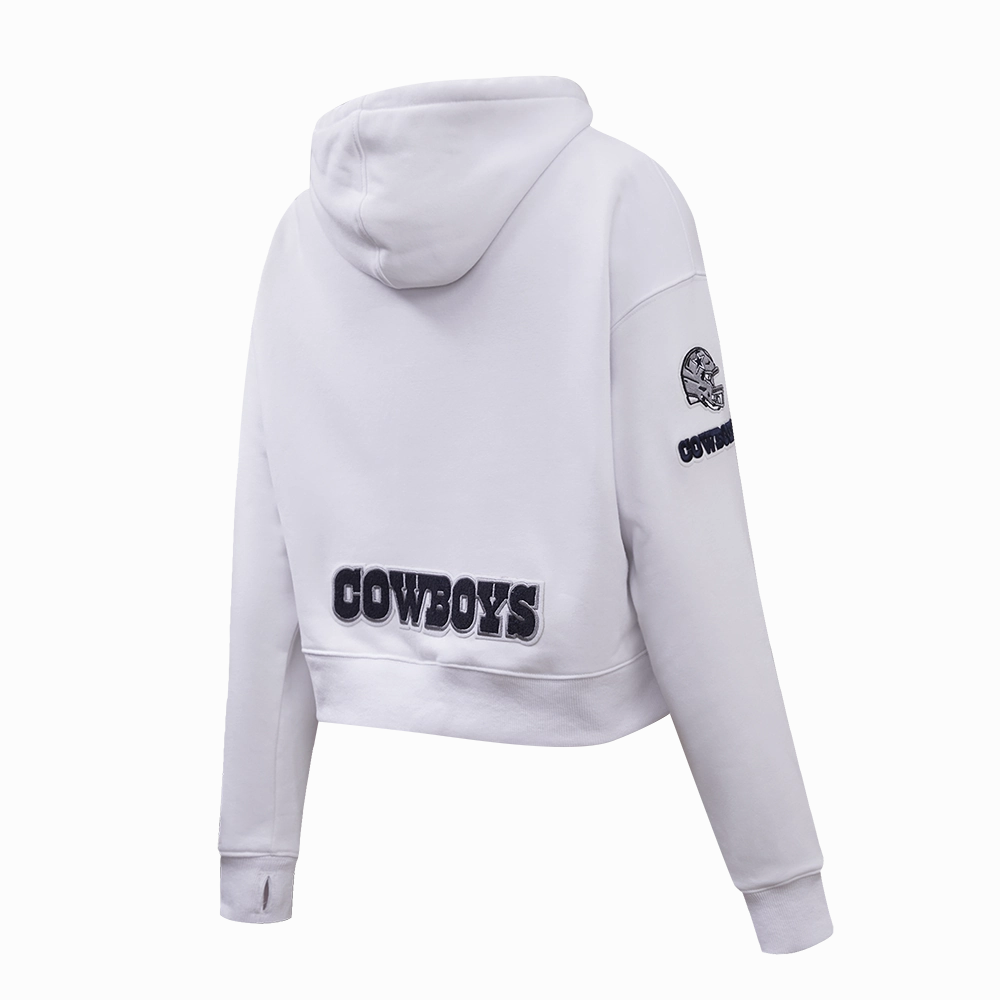 NFL DALLAS COWBOYS CLASSIC WOMEN'S CROPPED PULLOVER HOODIE (WHITE)