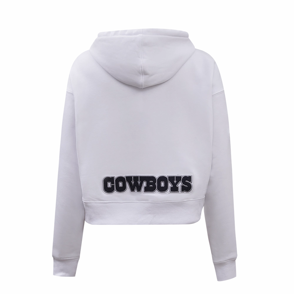 NFL DALLAS COWBOYS CLASSIC WOMEN'S CROPPED PULLOVER HOODIE (WHITE)