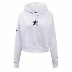 NFL DALLAS COWBOYS CLASSIC WOMEN'S CROPPED PULLOVER HOODIE (WHITE)