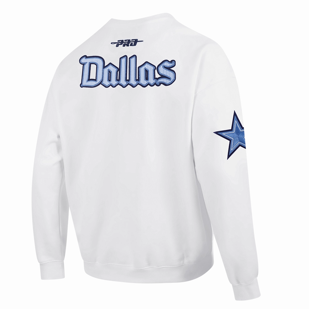 NFL DALLAS COWBOYS COUNTRY CLUB MEN'S DROP SHOULDER FLEECE CREWNECK (WHITE)