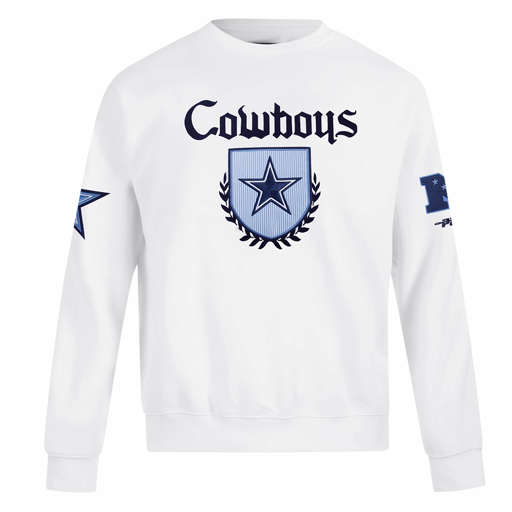 NFL DALLAS COWBOYS COUNTRY CLUB MEN'S DROP SHOULDER FLEECE CREWNECK (WHITE)