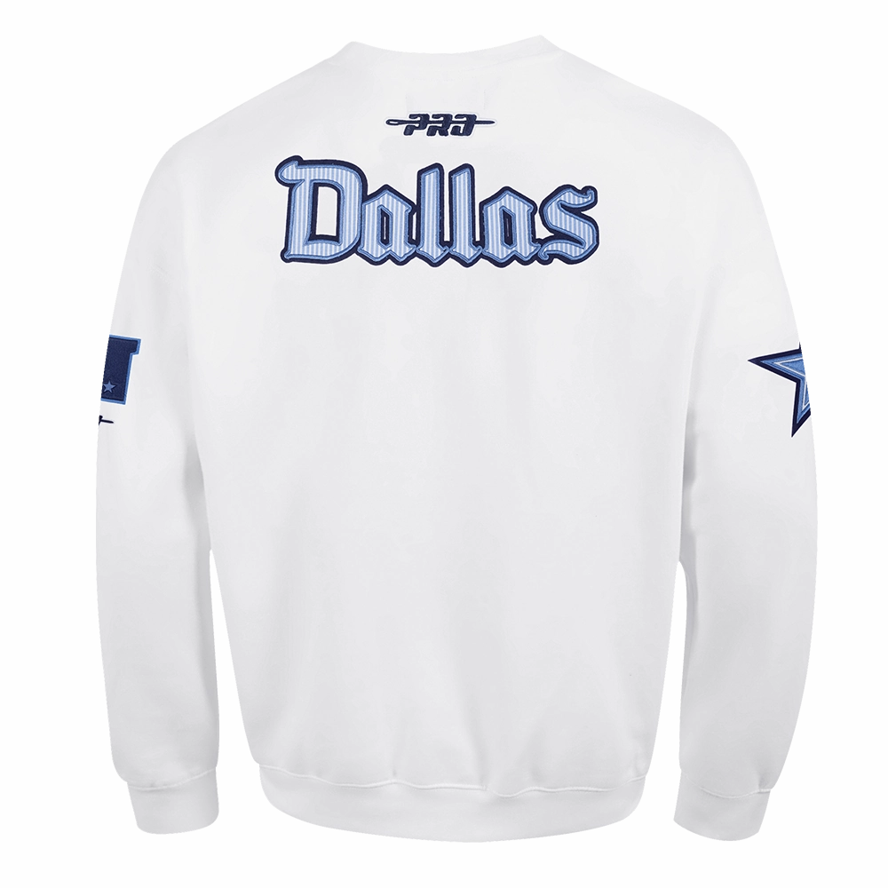 NFL DALLAS COWBOYS COUNTRY CLUB MEN'S DROP SHOULDER FLEECE CREWNECK (WHITE)