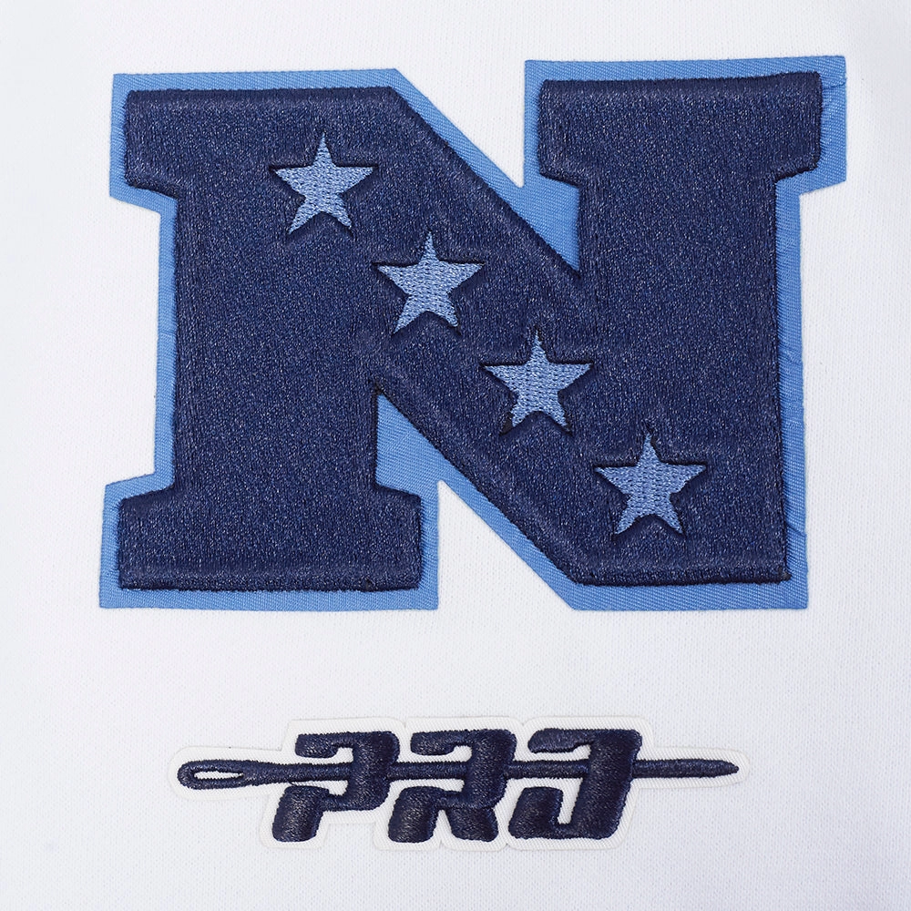 NFL DALLAS COWBOYS COUNTRY CLUB MEN'S DROP SHOULDER FLEECE CREWNECK (WHITE)