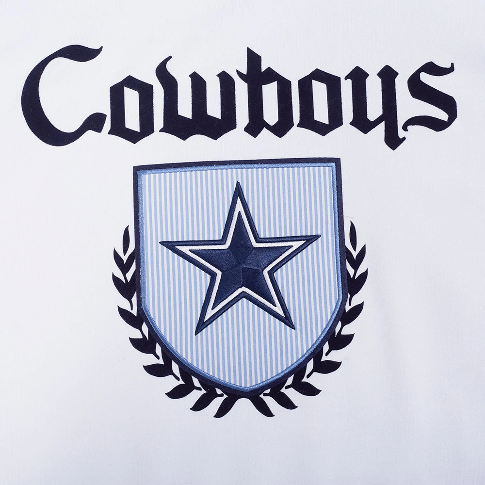 NFL DALLAS COWBOYS COUNTRY CLUB MEN'S DROP SHOULDER FLEECE CREWNECK (WHITE)