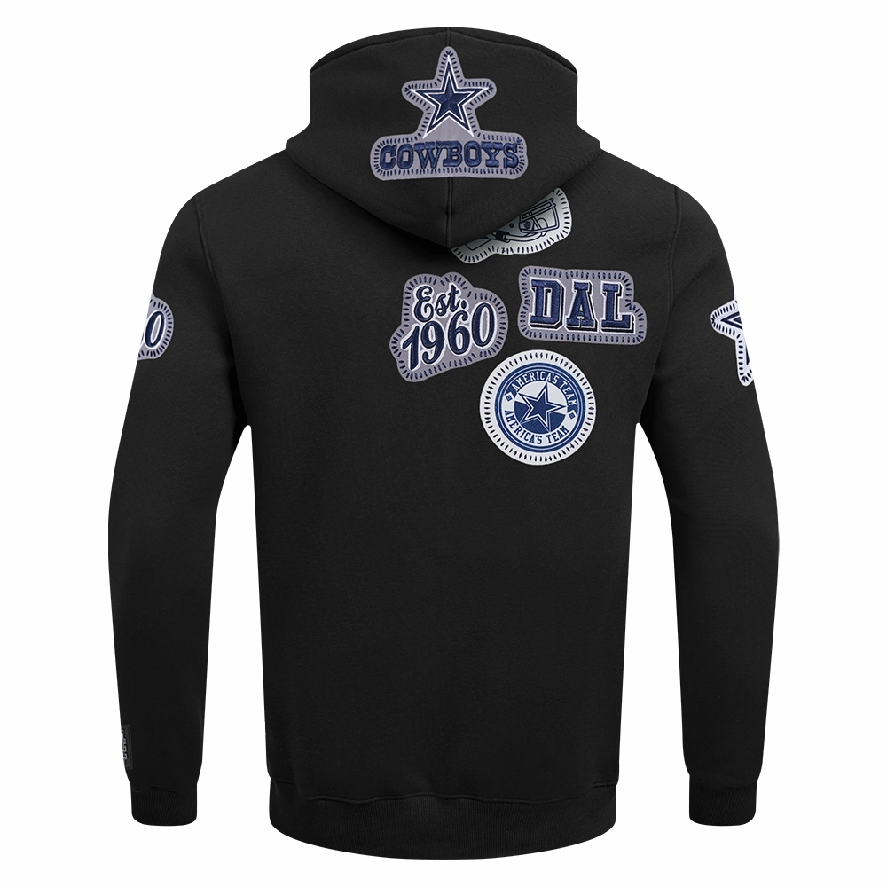NFL DALLAS COWBOYS DIY PICK STITCH MEN'S DOUBLE KNIT PULLOVER HOODIE (BLACK)