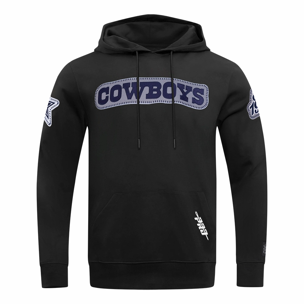 NFL DALLAS COWBOYS DIY PICK STITCH MEN'S DOUBLE KNIT PULLOVER HOODIE (BLACK)