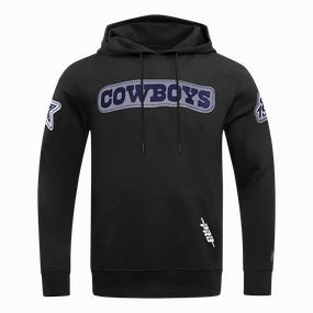 NFL DALLAS COWBOYS DIY PICK STITCH MEN'S DOUBLE KNIT PULLOVER HOODIE (BLACK)