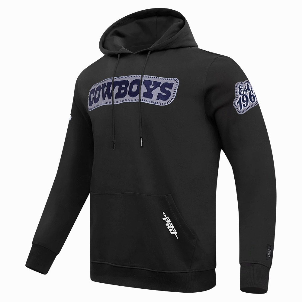 NFL DALLAS COWBOYS DIY PICK STITCH MEN'S DOUBLE KNIT PULLOVER HOODIE (BLACK)