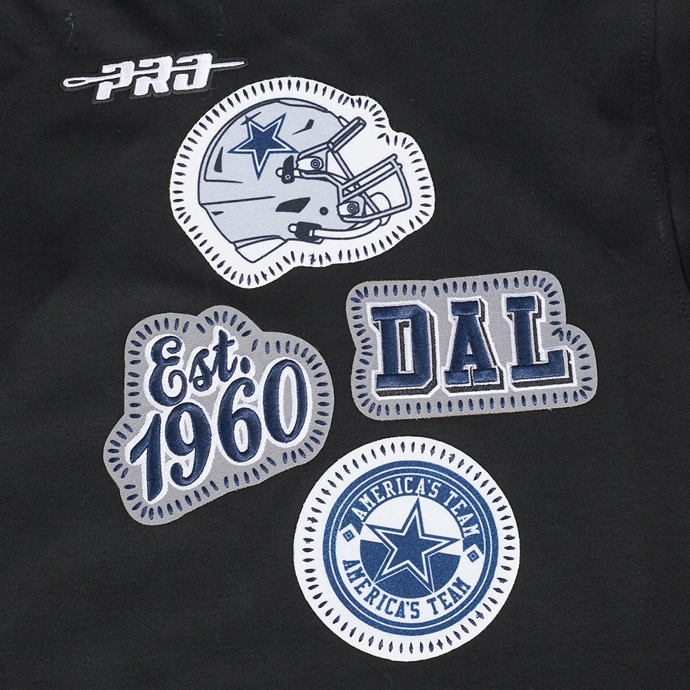 NFL DALLAS COWBOYS DIY PICK STITCH MEN'S DOUBLE KNIT PULLOVER HOODIE (BLACK)