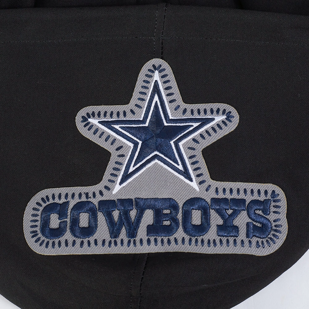 NFL DALLAS COWBOYS DIY PICK STITCH MEN'S DOUBLE KNIT PULLOVER HOODIE (BLACK)