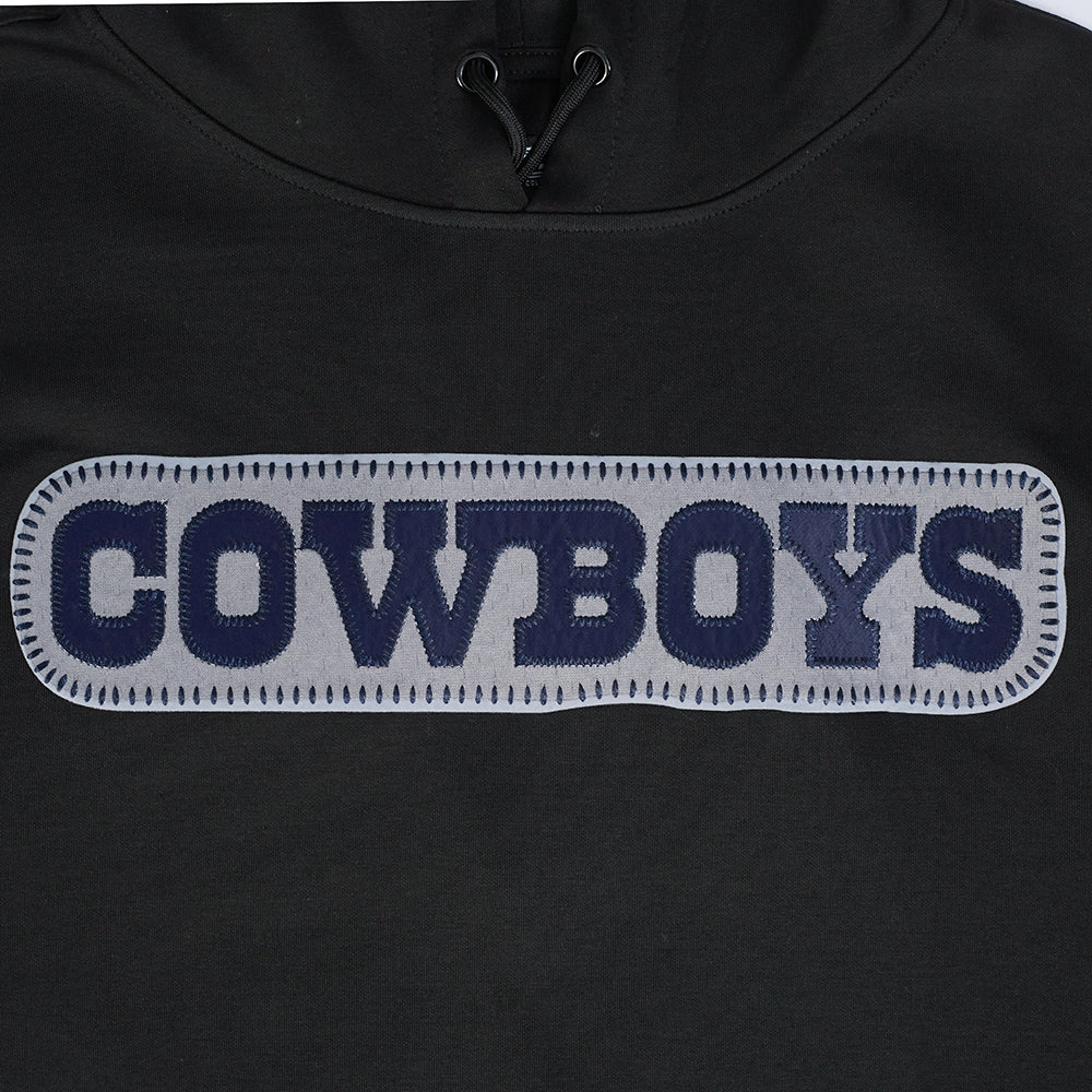 NFL DALLAS COWBOYS DIY PICK STITCH MEN'S DOUBLE KNIT PULLOVER HOODIE (BLACK)