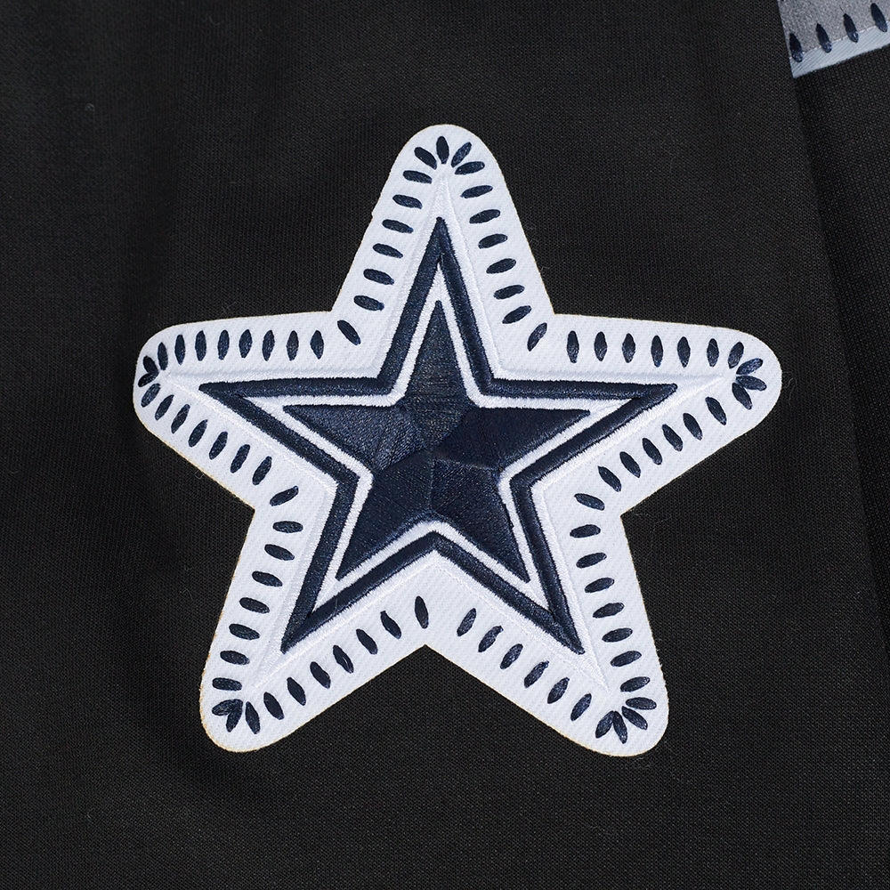 NFL DALLAS COWBOYS DIY PICK STITCH MEN'S DOUBLE KNIT PULLOVER HOODIE (BLACK)