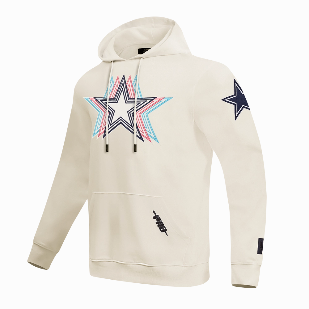 NFL DALLAS COWBOYS ECHO LOGO MEN'S FLEECE PULLOVER HOODIE (EGGSHELL)