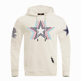 NFL DALLAS COWBOYS ECHO LOGO MEN'S FLEECE PULLOVER HOODIE (EGGSHELL)