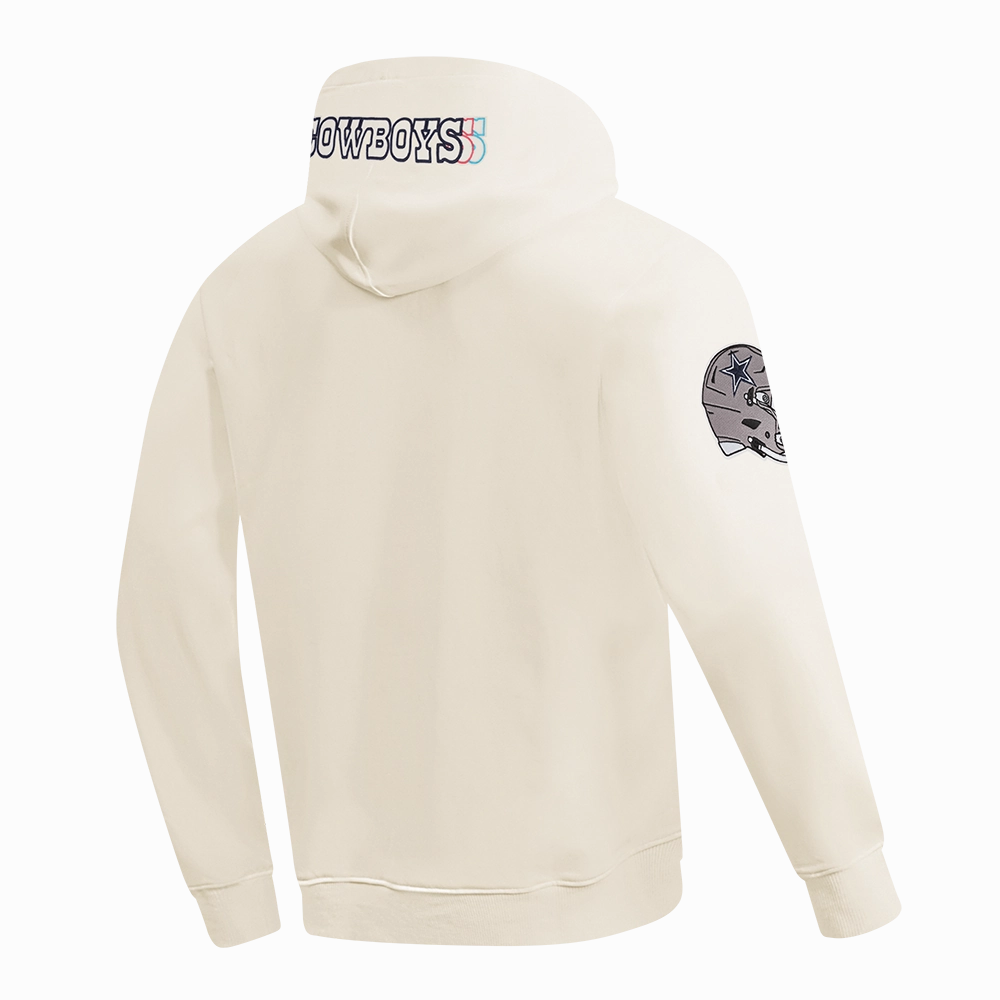 NFL DALLAS COWBOYS ECHO LOGO MEN'S FLEECE PULLOVER HOODIE (EGGSHELL)