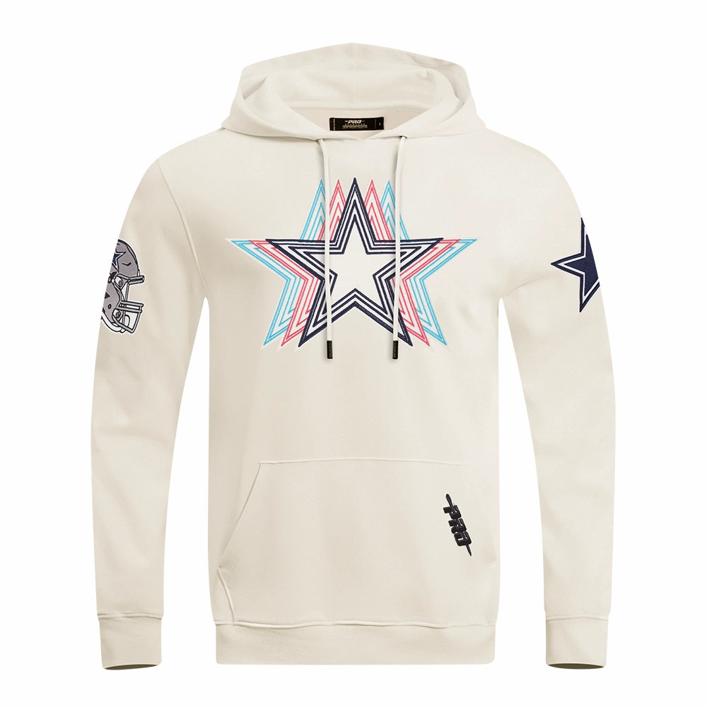 NFL DALLAS COWBOYS ECHO LOGO MEN'S FLEECE PULLOVER HOODIE (EGGSHELL)