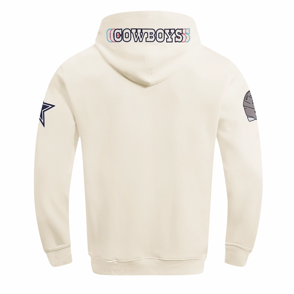 NFL DALLAS COWBOYS ECHO LOGO MEN'S FLEECE PULLOVER HOODIE (EGGSHELL)