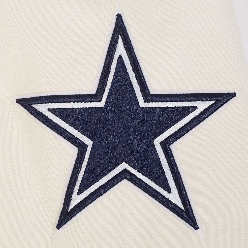 NFL DALLAS COWBOYS ECHO LOGO MEN'S FLEECE PULLOVER HOODIE (EGGSHELL)