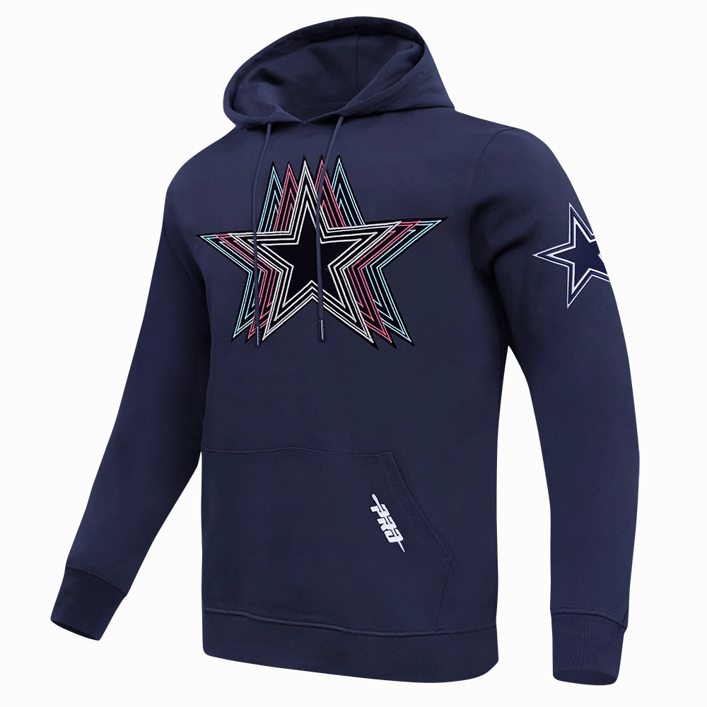 NFL DALLAS COWBOYS ECHO LOGO MEN'S FLEECE PULLOVER HOODIE (MIDNIGHT NAVY)