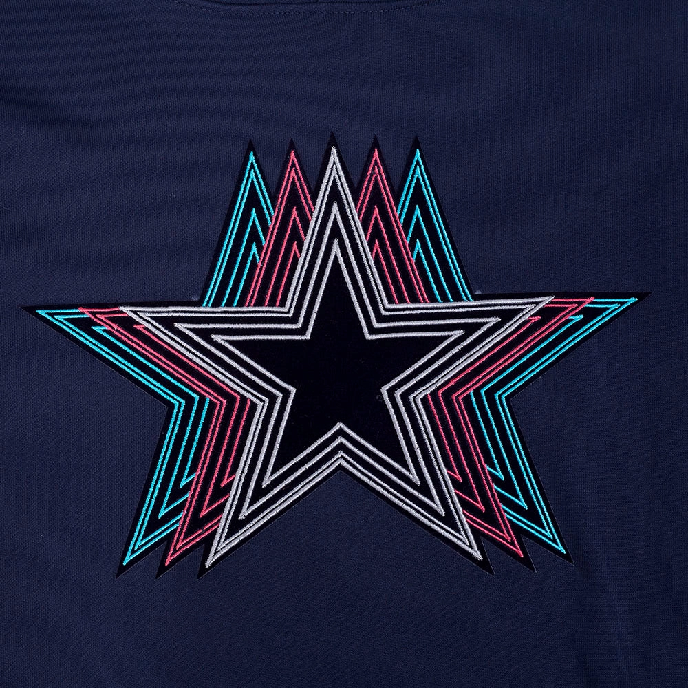 NFL DALLAS COWBOYS ECHO LOGO MEN'S FLEECE PULLOVER HOODIE (MIDNIGHT NAVY)