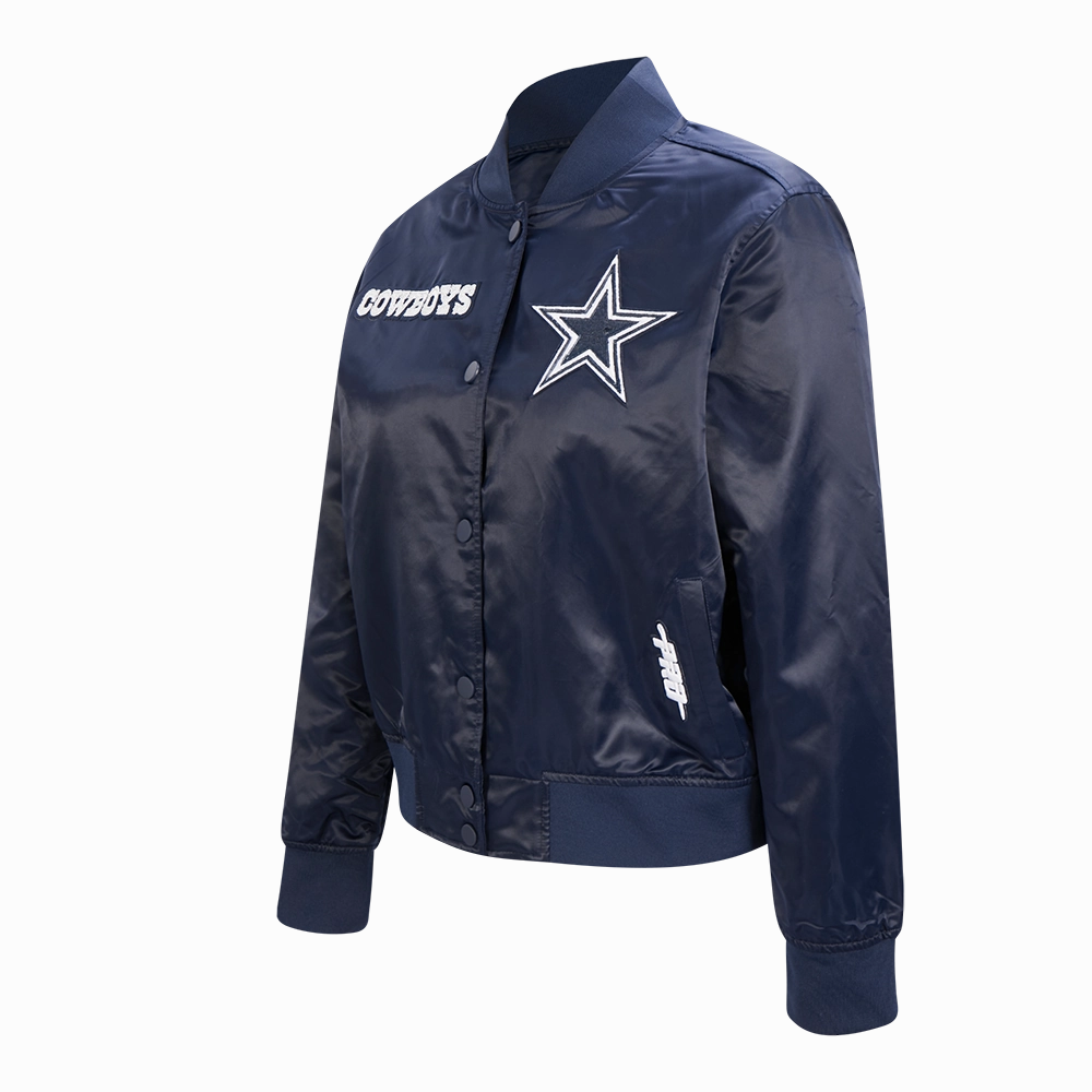 NFL DALLAS COWBOYS GAME DAY CLASSICWOMEN'S SATIN JACKET (MIDNIGHT NAVY)