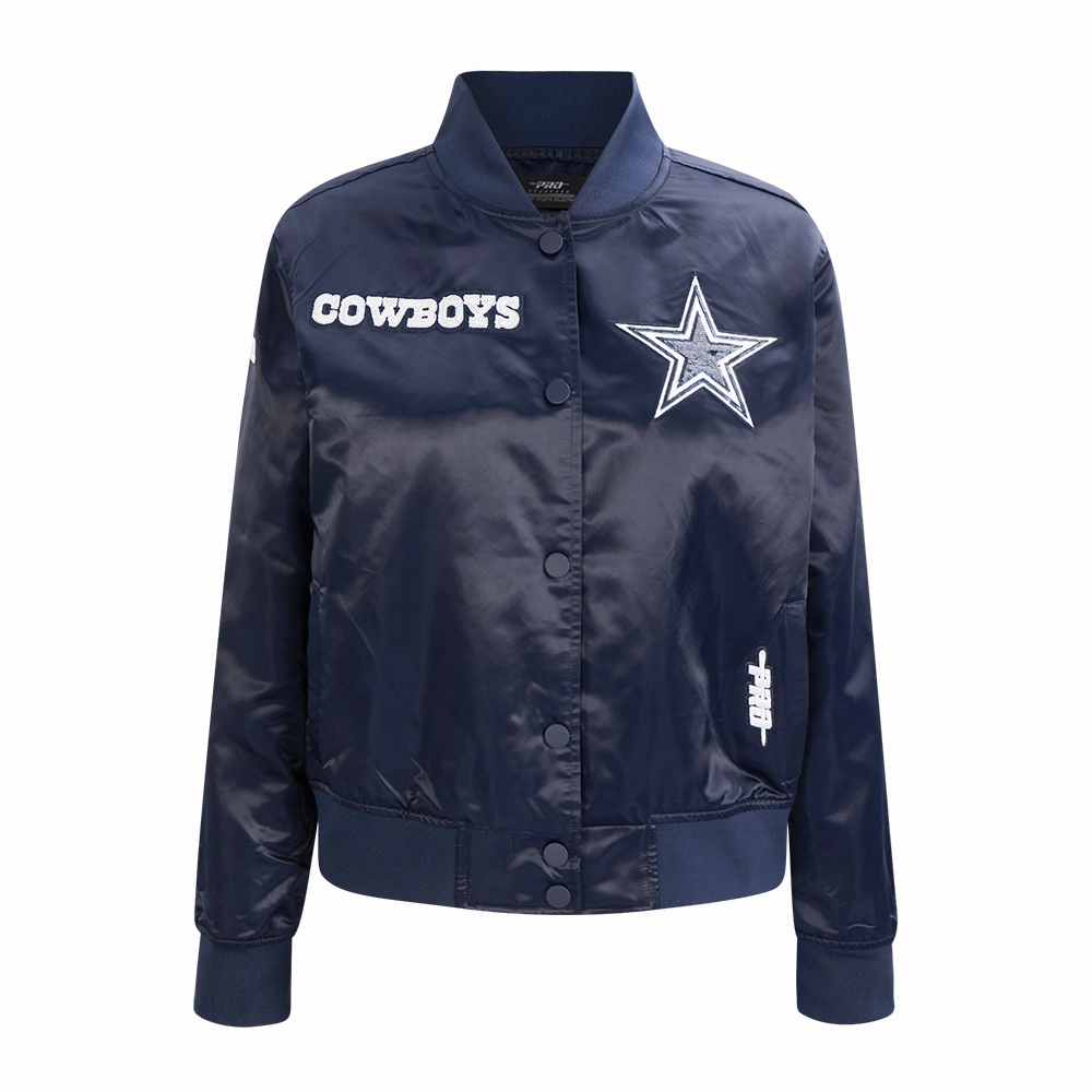 NFL DALLAS COWBOYS GAME DAY CLASSICWOMEN'S SATIN JACKET (MIDNIGHT NAVY)