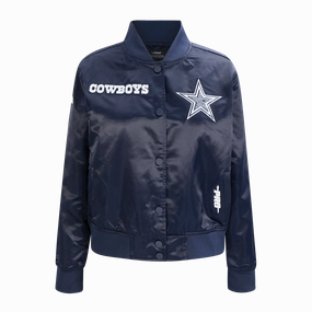 NFL DALLAS COWBOYS GAME DAY CLASSICWOMEN'S SATIN JACKET (MIDNIGHT NAVY)