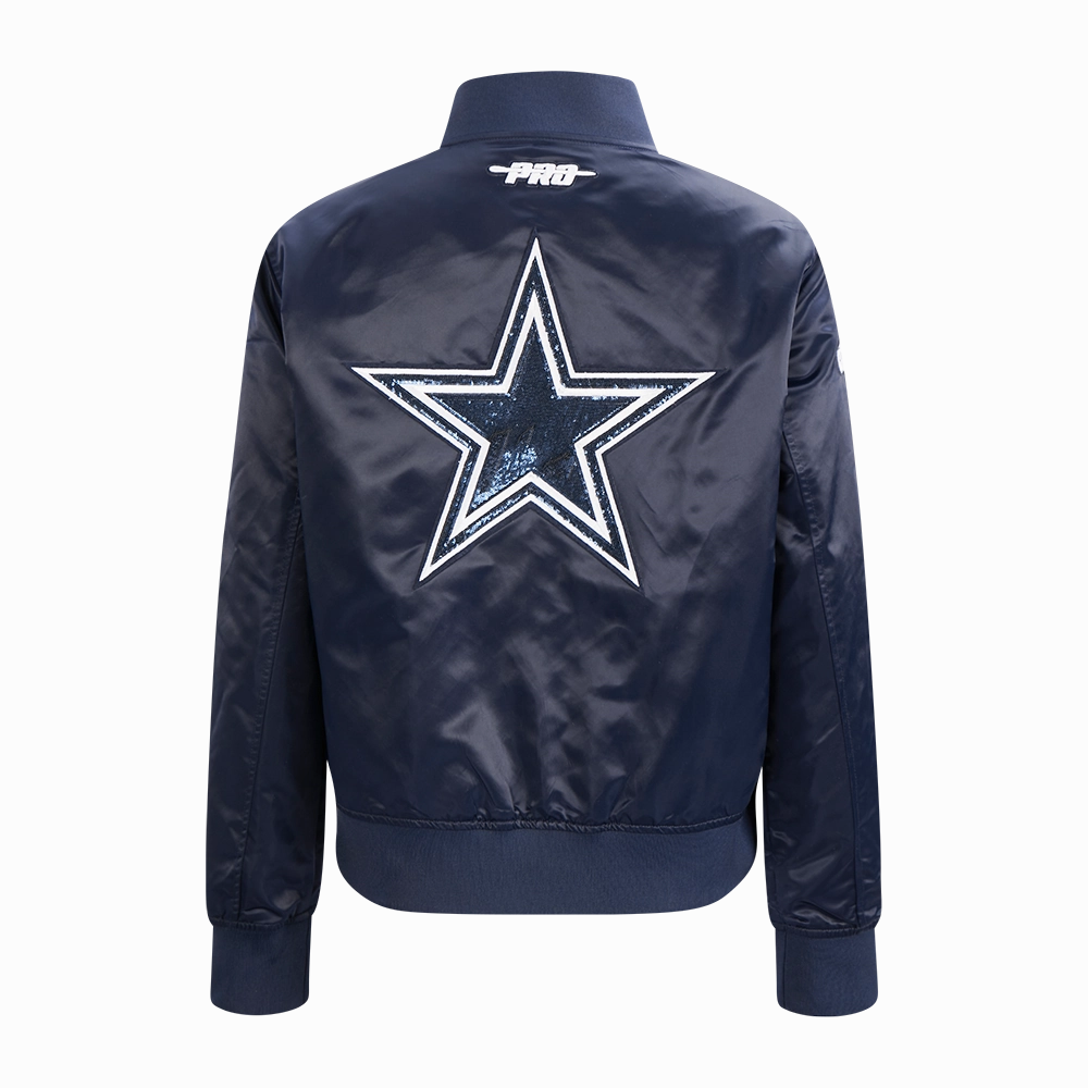 NFL DALLAS COWBOYS GAME DAY CLASSICWOMEN'S SATIN JACKET (MIDNIGHT NAVY)
