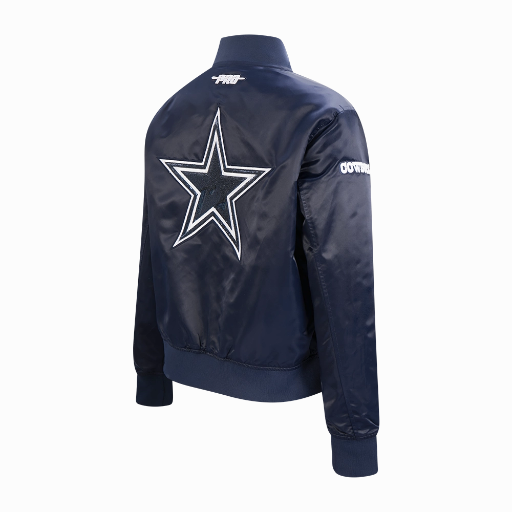 NFL DALLAS COWBOYS GAME DAY CLASSICWOMEN'S SATIN JACKET (MIDNIGHT NAVY)