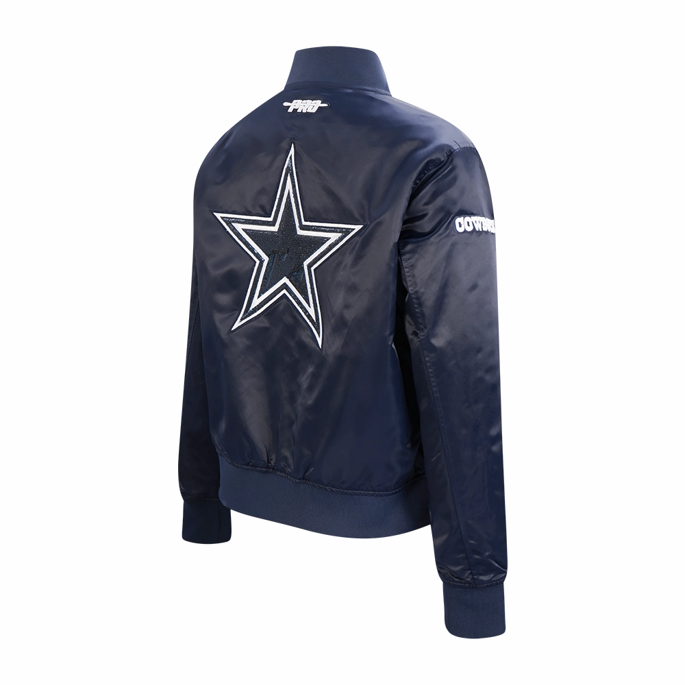 NFL DALLAS COWBOYS GAME DAY CLASSICWOMEN'S SATIN JACKET (MIDNIGHT NAVY)