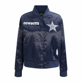 NFL DALLAS COWBOYS GAME DAY CLASSICWOMEN'S SATIN JACKET (MIDNIGHT NAVY)