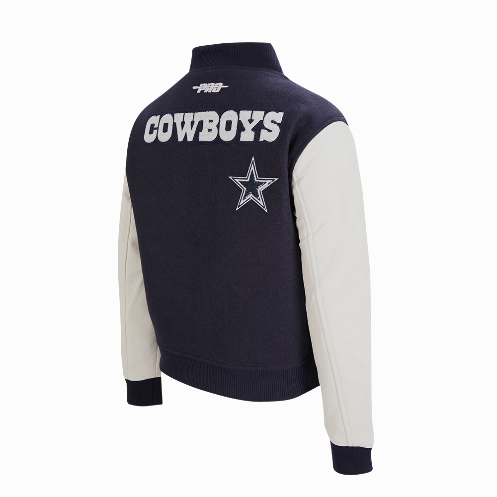 NFL DALLAS COWBOYS GAME DAY CLASSICWOMEN'S WOOL VARSITY JACKET (MIDNIGHT NAVY/WHITE)