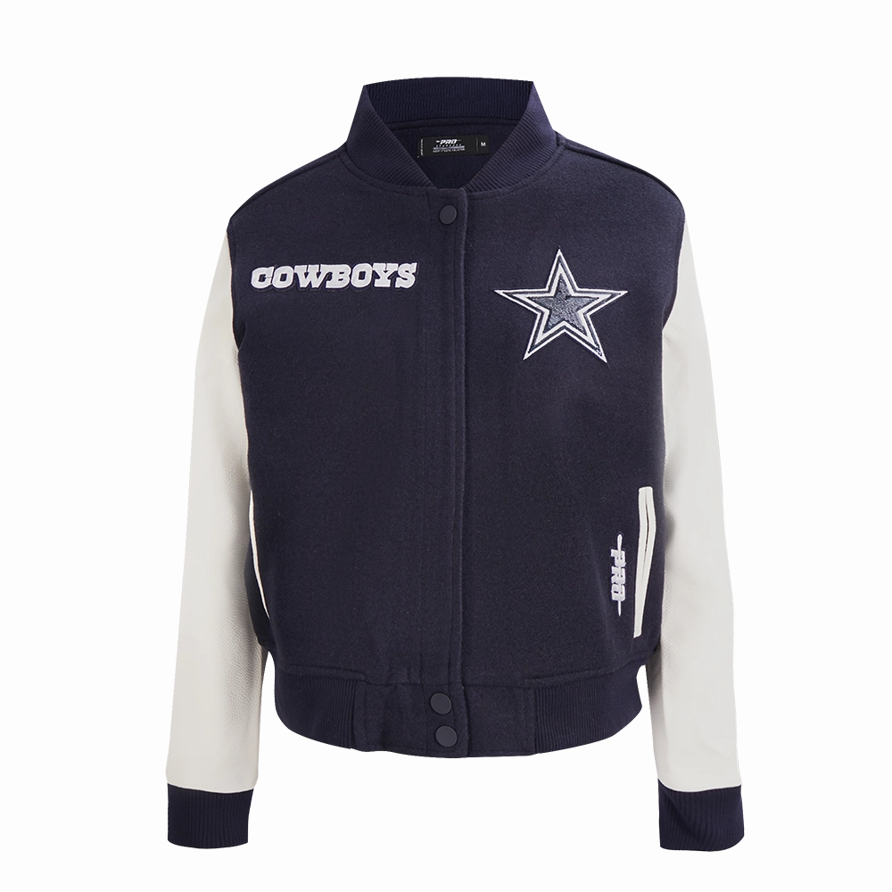 NFL DALLAS COWBOYS GAME DAY CLASSICWOMEN'S WOOL VARSITY JACKET (MIDNIGHT NAVY/WHITE)