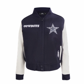 NFL DALLAS COWBOYS GAME DAY CLASSICWOMEN'S WOOL VARSITY JACKET (MIDNIGHT NAVY/WHITE)