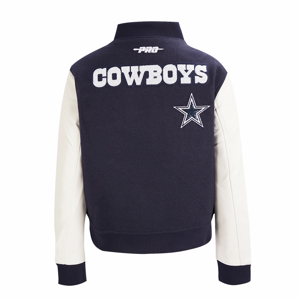 NFL DALLAS COWBOYS GAME DAY CLASSICWOMEN'S WOOL VARSITY JACKET (MIDNIGHT NAVY/WHITE)
