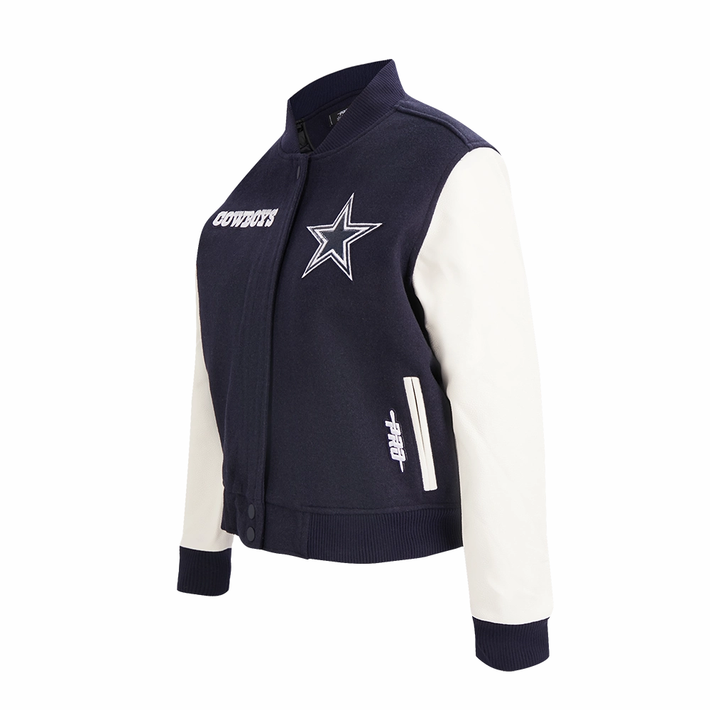 NFL DALLAS COWBOYS GAME DAY CLASSICWOMEN'S WOOL VARSITY JACKET (MIDNIGHT NAVY/WHITE)