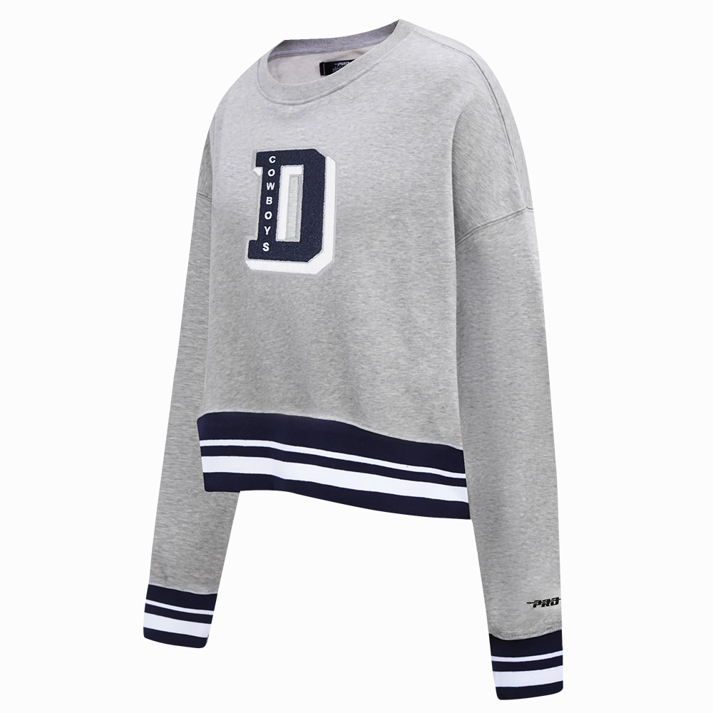 NFL DALLAS COWBOYS MASHUP WOMEN'S RIB CREWNECK (HEATHER GREY/MIDNIGHT NAVY)